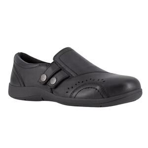 Rockport Womens Daisey Alloy Toe Work Slip-On Shoe US 5.5 Wide Black Leather NIB